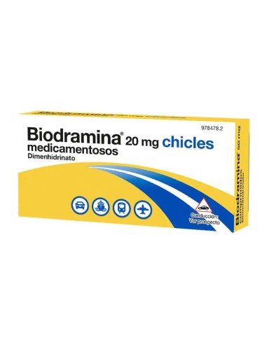 Biodramina 20 mg 12 Chicles Medicamentosos