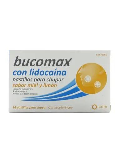 Bucomax Lidocaína Sabor Miel y Limón 24 Pastillas Para Chupar