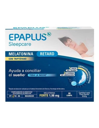 Epaplus Sleepcare Melatonina Retard Con Triptófano, 21,9 gramos, 60 comprimidos