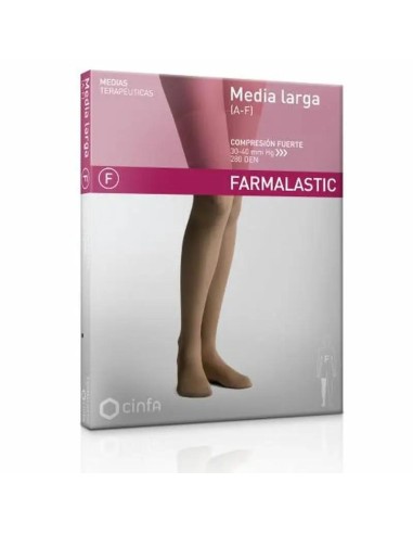 Farmalastic Media Larga Compresión Fuerte Beige, Talla Grande