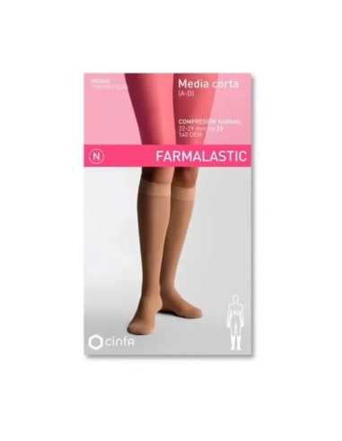 Farmalastic Media Corta Compresión Normal Beige, Talla Reina Plus