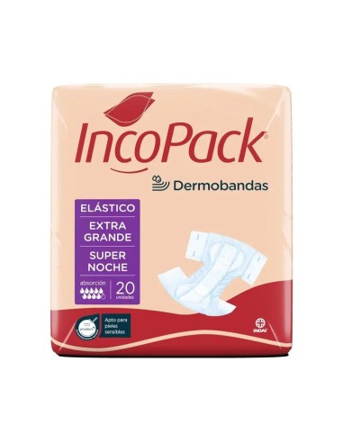 Incopack Absorbente Elástico Super Noche Talla Extra Grande, 4 unidades