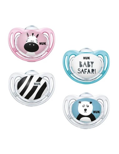 NUK Chupete Baby Safari 0-6 Silicona, 2 unidades