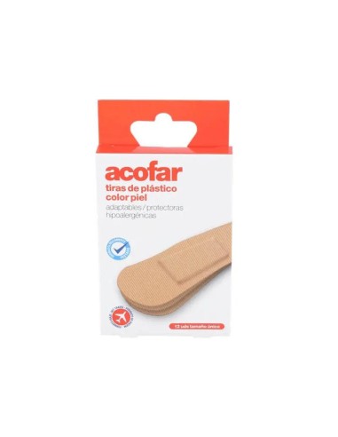 Acofar Viaje Tiras de Plastico Color Piel 12 unidades