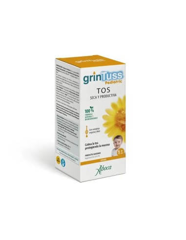 Aboca Grintuss Pediatric Jarabe Alivio De La Tos Seca Y Tos Productiva En Niños, Hidratación Y Eliminación Del Moco, 180 g