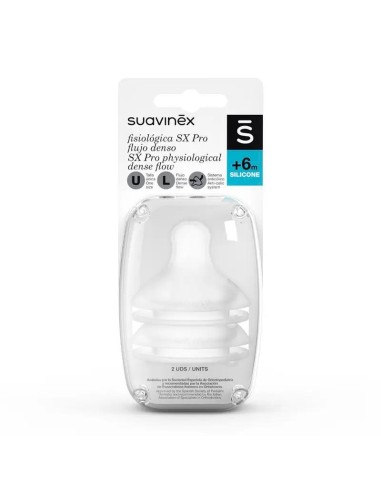 Suavinex Tetina Fisiologica Flujo L Silicona, 2 unidades