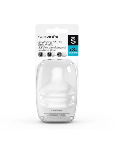 Suavinex Tetina Fisiologica Flujo M Silicona, 2 unidades